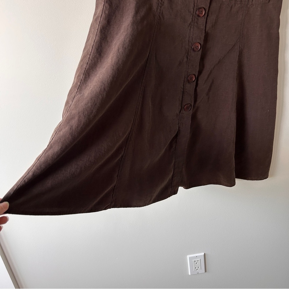 Marks & Spencer Women’s Size 8 Brown Button-Front Maxi Skirt Linen Blend Safari - Picture 8 of 14